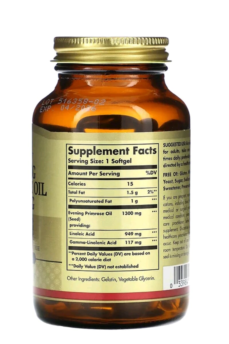 Óleo de Prímula, 1.300 mg, 60 Softgel,Solgar