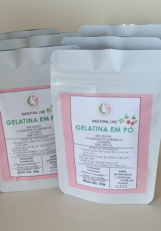 Gelatina Sem Açúcar com Aroma natural 20g l Morango e framboesa (Pack 6 Unidades)