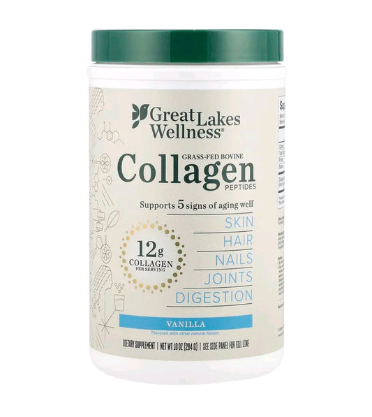 Great Lakes Wellness – Peptídeos de Colágeno Hidrolisado (Sabor Baunilha ou Chocolate) 284g