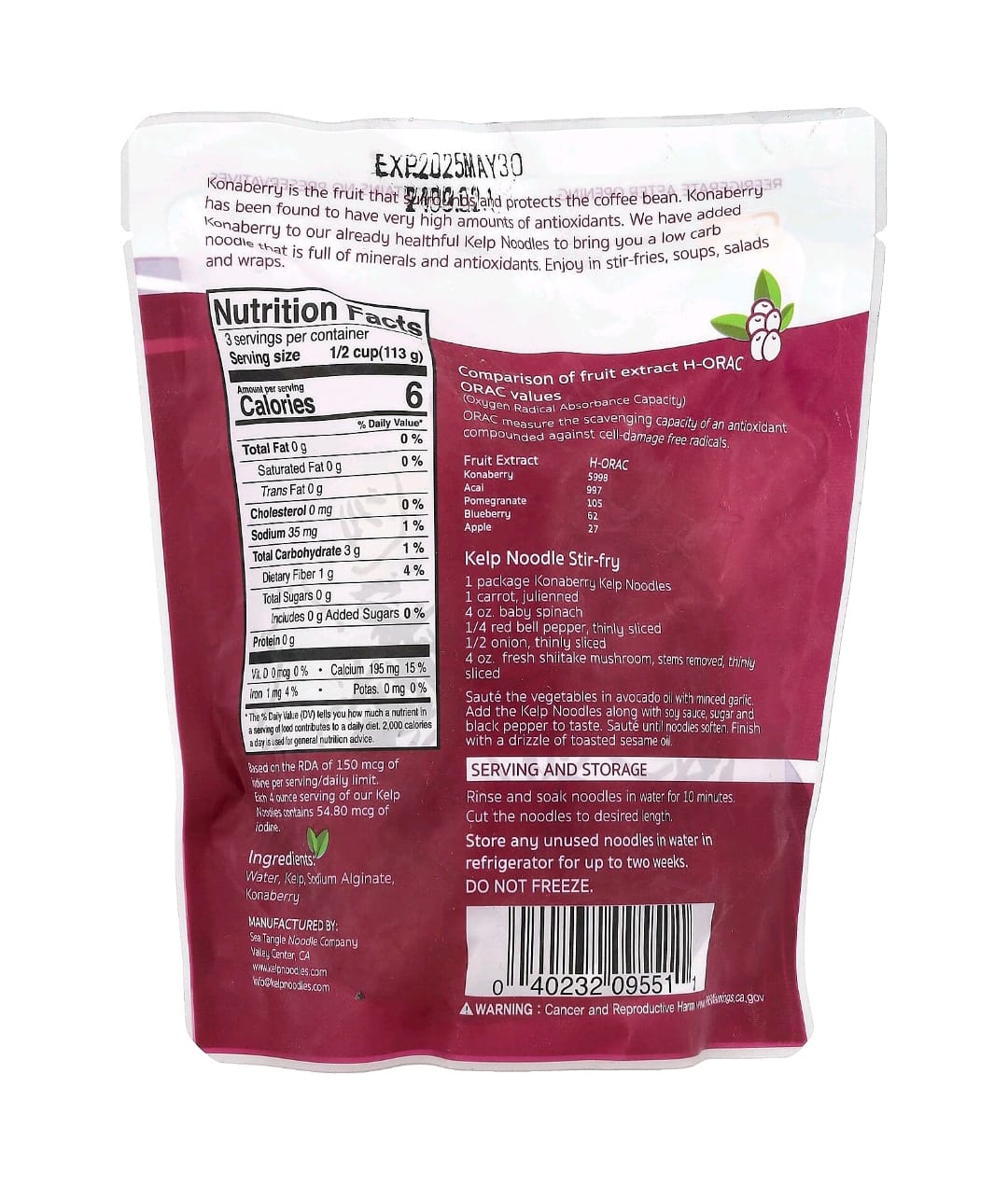 Massa de Algas Marinhas – Low Carb, Fonte Natural de Iodo (340g)