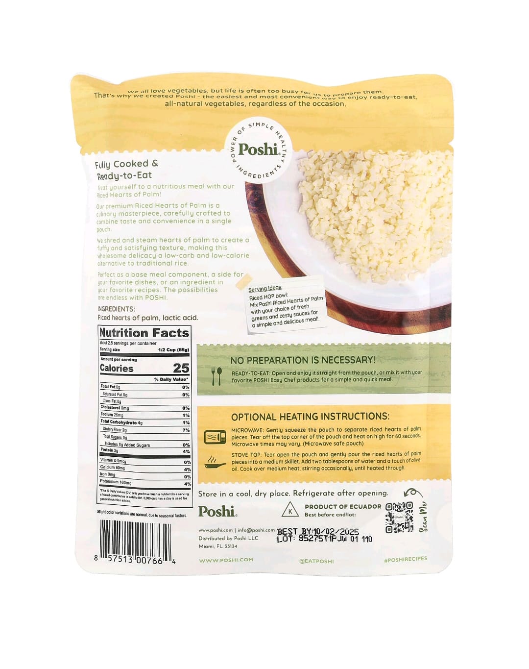 Arroz Low Carb  – Palmito, Couve-flor ou Brócolos (198g)