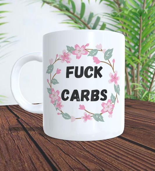 Caneca Fuck Carbs flowers