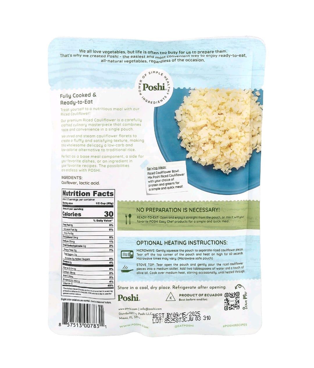 Arroz Low Carb  – Palmito, Couve-flor ou Brócolos (198g)