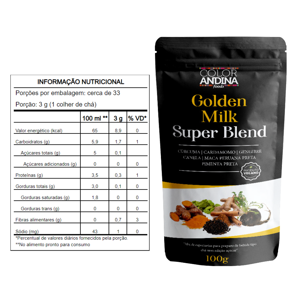 GOLDEN MILK (SUPER BLEND) COLOR ANDINA FOODS 100G