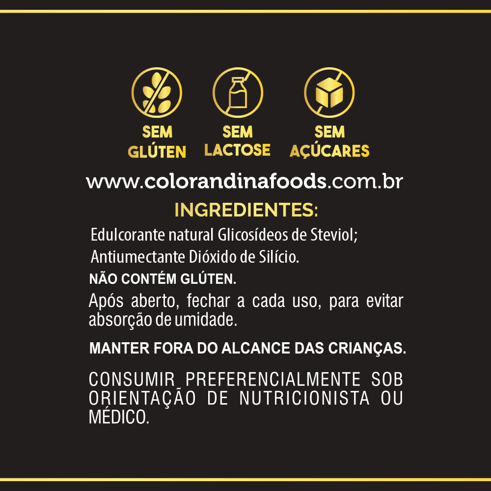 Adoçante stévia color andina 100% natural zero acucares 40 gr - Edição limitada