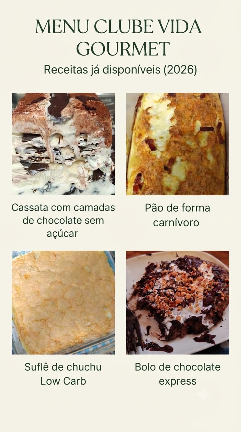 Clube Vida Gourmet – Receitas Exclusivas Low Carb, Keto e Funcionais