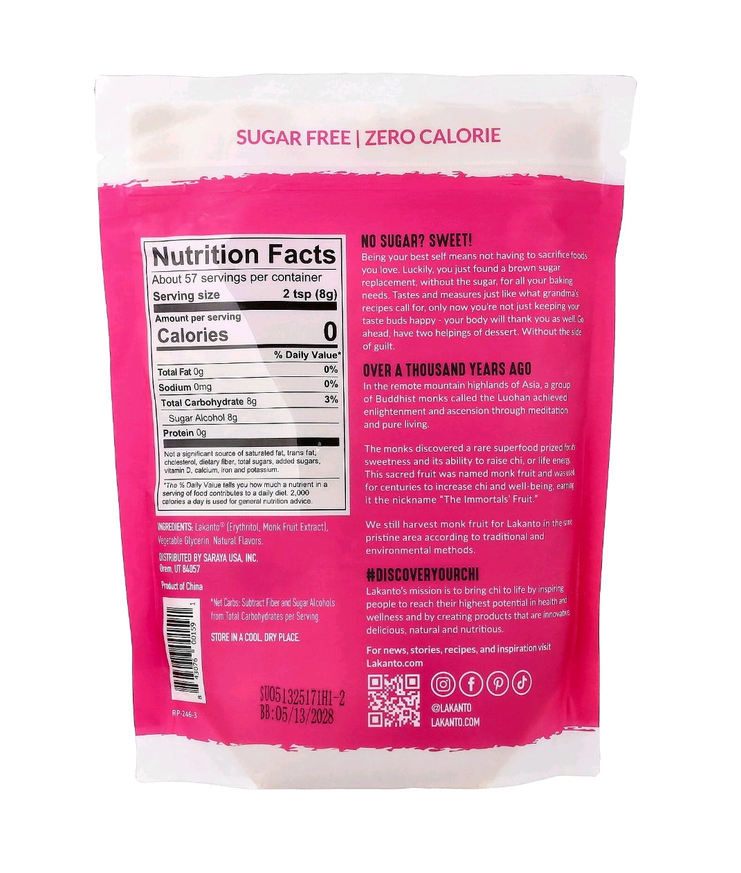 Adoçante  Natural Mascavado com Monk Fruit e Eritritol – 454g