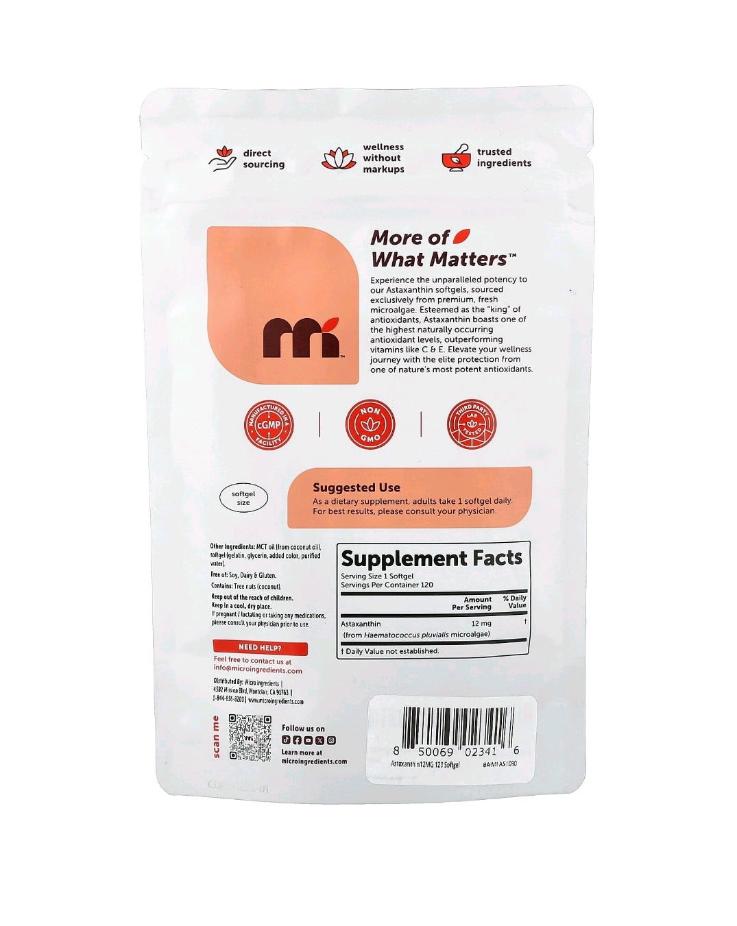 Astaxanthin 12 mg com Óleo MCT - 120 Softgels