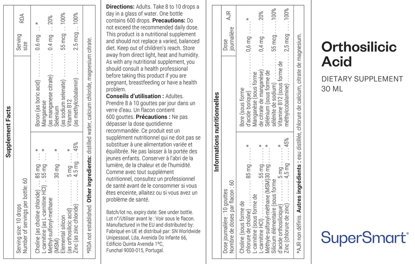Silício Orgânico em Gotas – Complexo Mineral e Vitaminado (30 ml)