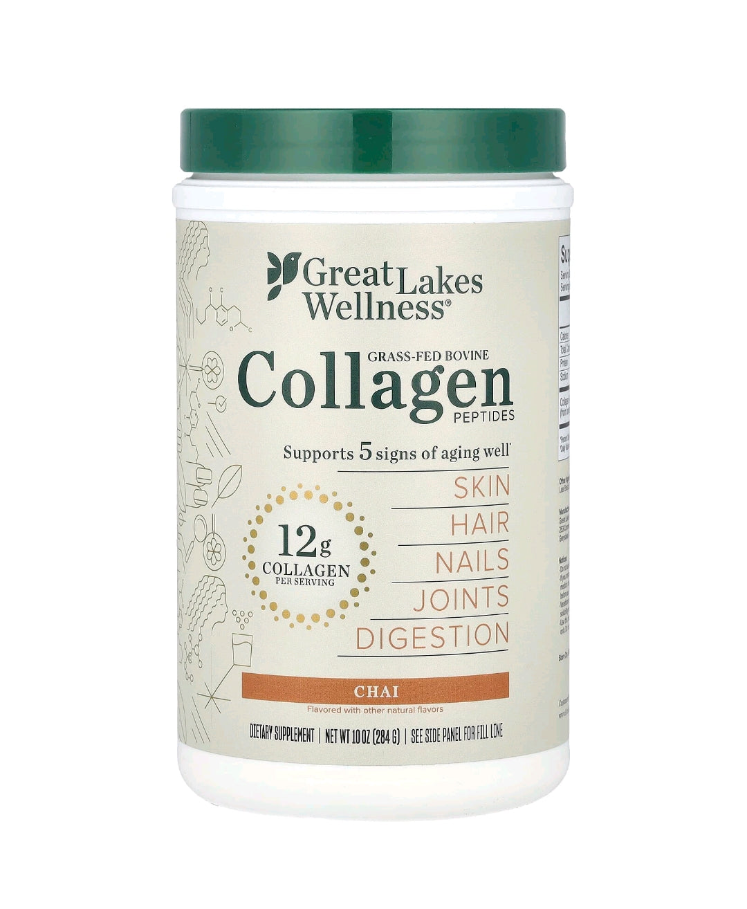 Great Lakes Wellness – Peptídeos de Colágeno Hidrolisado (Sabor Baunilha ou Chocolate) 284g