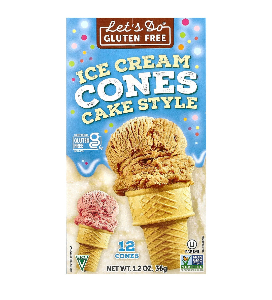 Cones para Sorvete sem Glúten, Estilo Bolo, 12 Cones
