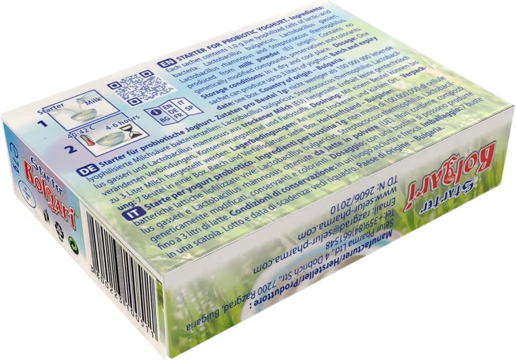 Fermento Probiótico para Iogurte Natural | 7 Sachês | Lactobacillus bulgaricus, Gasseri e Rhamnosus