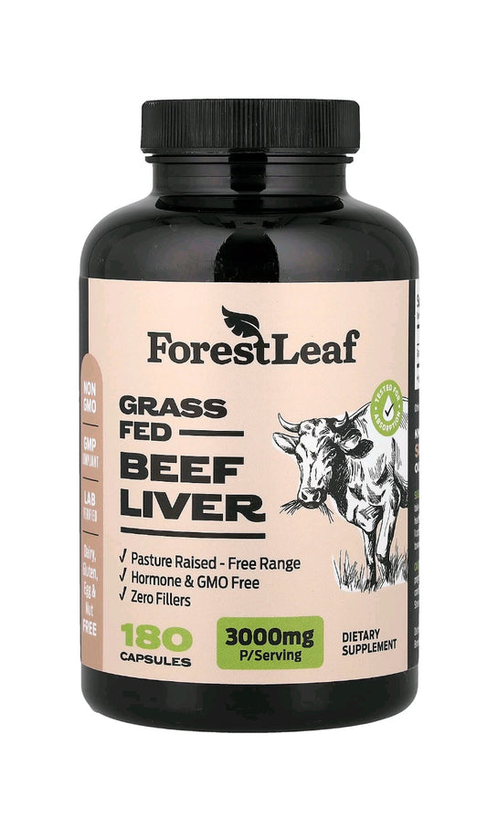 Fígado Bovino de Gado Criado no Pasto, 180 Cápsulas (750 mg por Cápsula)