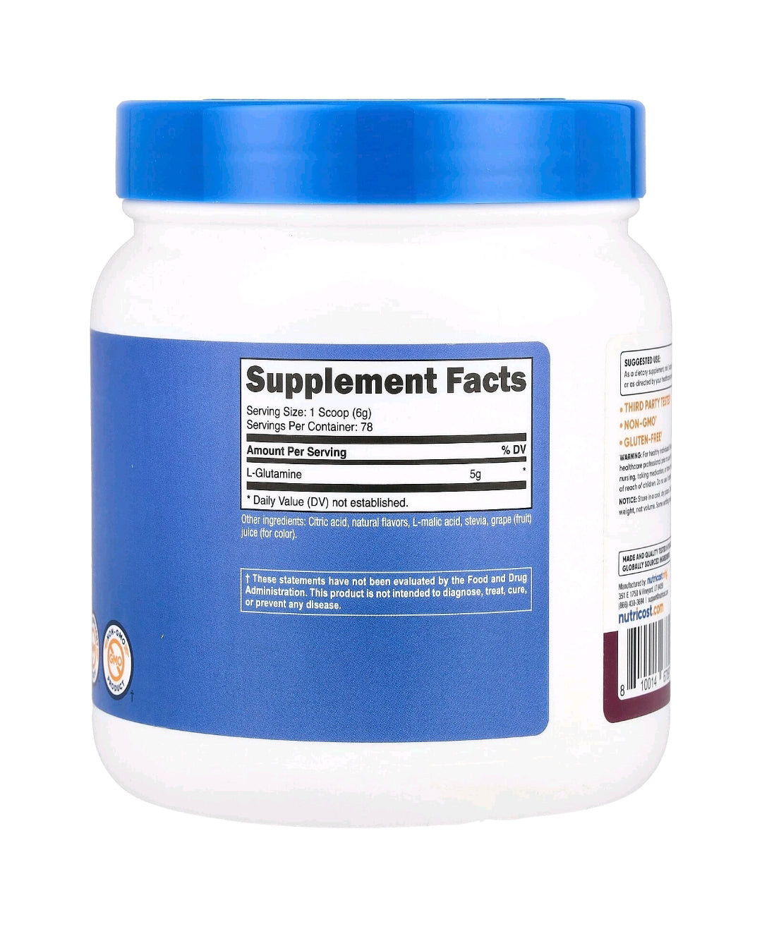L-Glutamina Sabores Peach Mango e Blackberry Lemonade,500 g