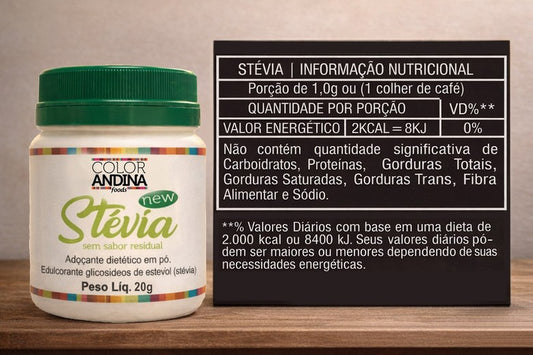 ADOÇANTE STEVIA, 20 g - NOVA FÓRMULA - PRÉ-VENDA