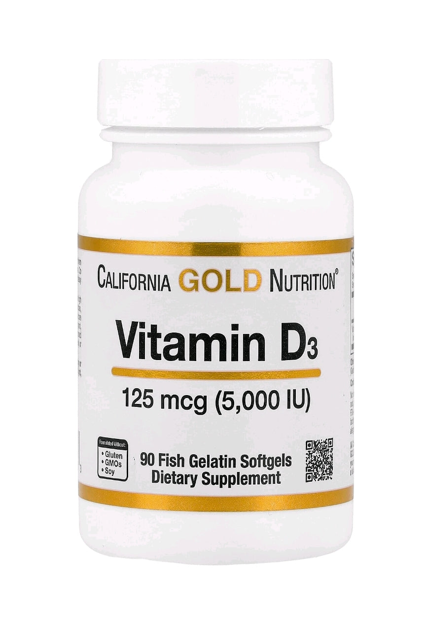 Vitamina D3, 125 mcg (5.000 UI), 90 Cápsulas Softgel de Gelatina de Peixe